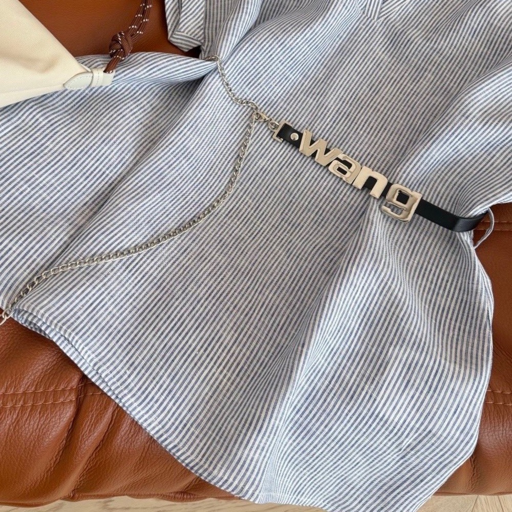 Alexander Wang letter-shaped belt chain embellishing linen shirt - Picture 5 of 7